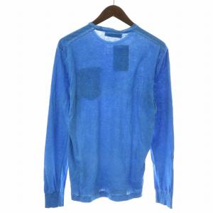 DSQUARED2 Tシャツ カットソー ロンT 長袖 クルーネック ロゴプリント 麻 リネン混 XS 青 ブルー
