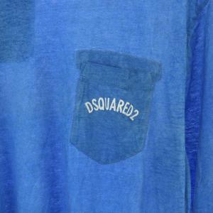 DSQUARED2 Tシャツ カットソー ロンT 長袖 クルーネック ロゴプリント 麻 リネン混 XS 青 ブルー