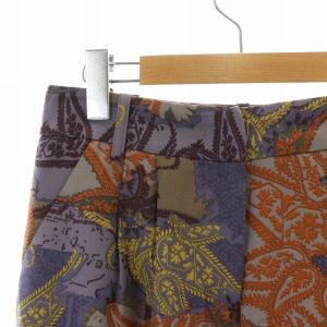 ETRO タイトスカート ひざ丈 ジップフライ スリット 総柄 ペイズリー タック 絹 シルク混 38 S マルチカラー