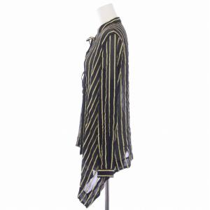ETRO シャツ ブラウス 長袖 ストライプ柄 リボン シアー シースルー 40 M 黒 ブラック 金 ゴールド
