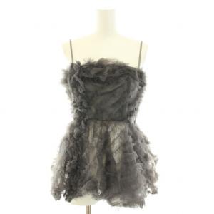 SNIDEL 24AW チュール刺繍ベアペプラムTOPS キャミソール チューブトップ ベアトップ フリル F グレー