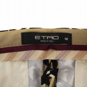 ETRO テーパードパンツ ジップフライ 総柄 38 S 黒 ブラック 黄 イエロー /BM