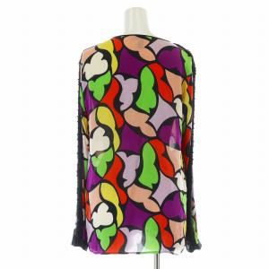 ETRO ブラウス プルオーバー 長袖 シフォン 総柄 ビース装飾 40 M マルチカラー /KU