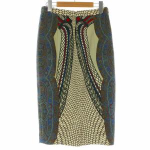 ETRO スカート タイト ミモレ ロング 総柄 40 M マルチカラー