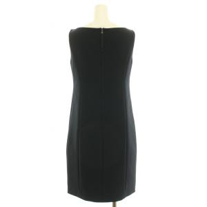 FOXEY NEW YORK タイトワンピース ひざ丈 ノースリーブ クルーネック ストレッチ 無地 38 S 黒 ブラック