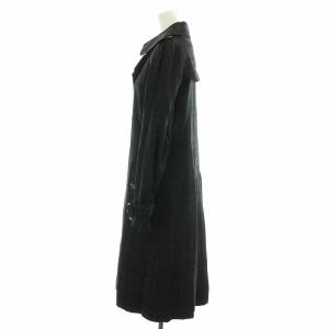 BURBERRY LONDON トレンチコート スプリング ロング ダブル チェック ライナー付き 中綿 キルティング 38 S 黒 ブラック