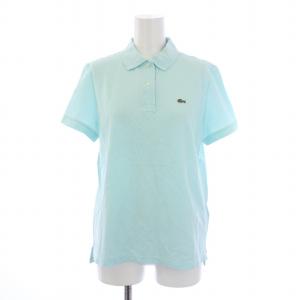 コットン100% ピケポロシャツ 半袖 レギュラーカラー 鹿の子 ロゴ 刺繍 ワンポイント 38 L 水色