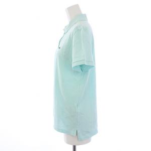 LACOSTE コットン100% ピケポロシャツ 半袖 レギュラーカラー 鹿の子 ロゴ 刺繍 ワンポイント 38 L 水色