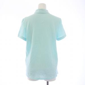 LACOSTE コットン100% ピケポロシャツ 半袖 レギュラーカラー 鹿の子 ロゴ 刺繍 ワンポイント 38 L 水色