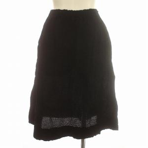me ISSEY MIYAKE 17AW フロッキーライン製品染め スカート フレアスカート ひざ丈 F 黒 ブラック