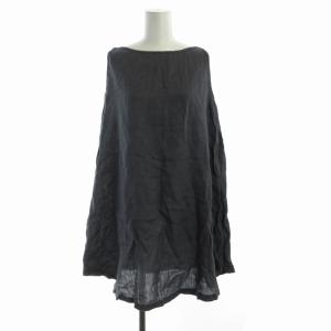 カットソー チュニック ノースリーブ 麻 リネン ボートネック グレー /RO