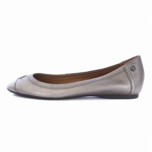 COACH バレエシューズ パンプス フラット ロゴ レザー 6B 23?p グレー