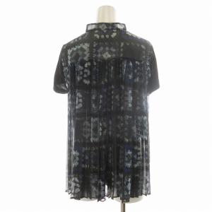 sacai Tシャツ カットソー 半袖 切替 バックプリーツ メッシュ 2 L 黒 ブラック