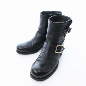 JIMMY CHOO エンジニアブーツ ショート レザー 靴 シューズ 36.5 23.5cm 黒 ブラック
