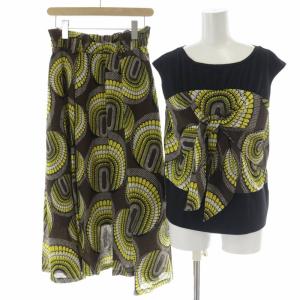 Diagram GRACE CONTINENTAL 20SS セットアップ 上下 2点セット アフリカンリボントップ プリントベルトスカート カットソー フレアスカート ロング