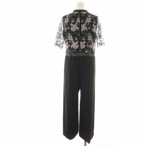 GRACE CONTINENTAL 20SS フラワー刺繍サロペット オールインワン ワイド レース チュール 花柄 レイヤード 半袖 36 S 黒 ブラック