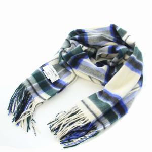 SHIPS マフラー ストール カシミヤ チェック 白 ホワイト 緑 グリーン 318-25-0172