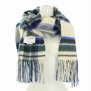 SHIPS マフラー ストール カシミヤ チェック 白 ホワイト 緑 グリーン 318-25-0172