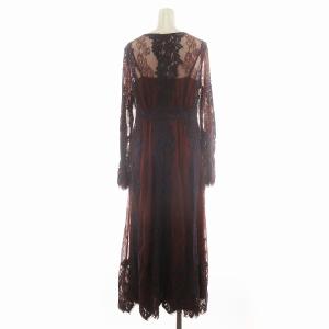 Diagram コードレースロングワンピース ロング 花柄 フラワーモチーフ マキシ 長袖 インナー付き 36 S 茶 ブラウン