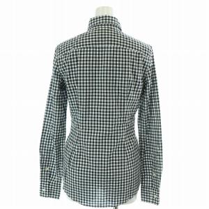 RALPH LAUREN ボタンダウンシャツ チェック柄 ロゴ刺繍 長袖 2 S 黒 ブラック 白 ホワイト