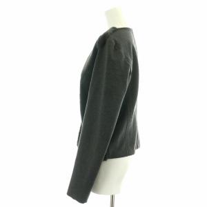 A/X ARMANI EXCHANGE ノーカラージャケット 切替 フェイクファー ストレッチ S グレー /NW43