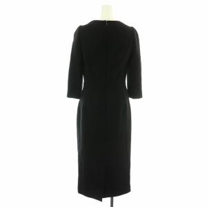DOLCE&GABBANA タイトワンピース スクエアネック 七分袖 シルク 40 ブラック