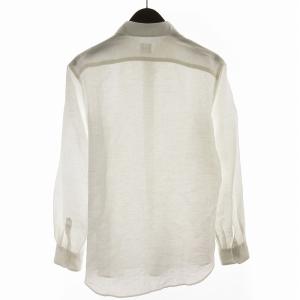 EDIFICE 24SS コットン/リネン シャンブレー セミレギュラーカラーシャツ 長袖 麻 リネン M 白 ホワイト 24050300102110