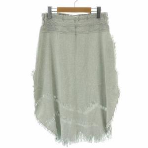 FETE ニットスカート ひざ丈 フレア フリンジ 2 M ライトグレー