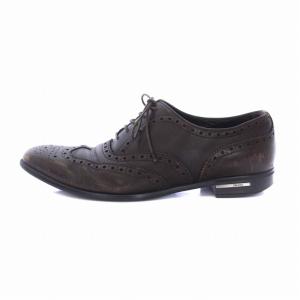 PRADA オックスフォード OXFORD ウィングチップ フルブローグ ビジネスシューズ レザー 6 25?p 茶 ブラウン 2EC121