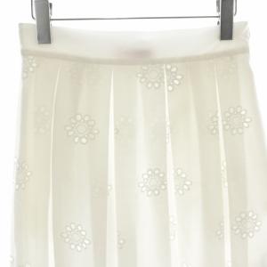 MAX&CO. フレアスカート ロング ミモレ タック フリル 花柄 刺繍 カットワーク 40 M 白 ホワイト 61010521