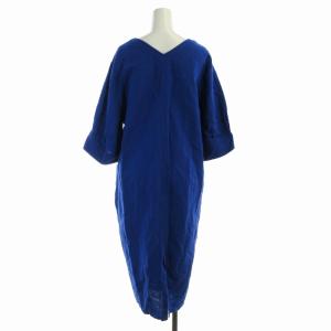 JOURNAL STANDARD relume 23SS リネンコットンサックワンピース マキシ ロング 麻 リネン混 Vネック 半袖 F 青 ブルー 23-040-462-6050-2-0