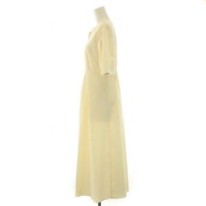 INDIVI 2WAYタックワンピース 羽織り フレア ミモレ ロング 半袖 ジップアップ ストレッチ 38 M アイボリー