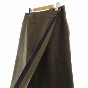 MHL. ラップスカート タイト ミモレ ロング 1 S 茶 ブラウン