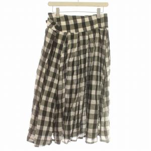 Y's ヨウジヤマモト スカート チェック フレアスカート 1 S 黒 グレー