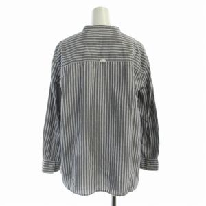 MHL. カジュアルシャツ ストライプ スタンドカラー 長袖 2 M グレー 白 ホワイト