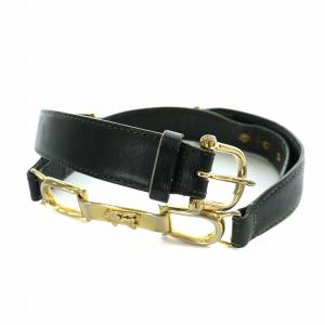 ベルト ハトメ レザー 馬車金具 ロゴ 黒 ブラック ゴールド色 /NW4 OH
