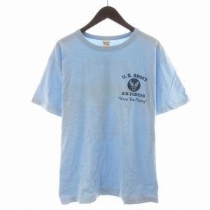 BUZZ RICKSON’S Tシャツ カットソー 半袖 バックプリント XL 水色 パステルブルー