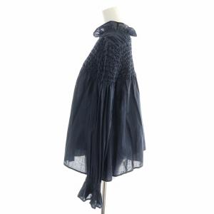 Merlette マジョレルブラウス MAJORELLE BLOUSE 長袖 スモッキング フリルカラー XS 紺 ネイビー