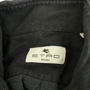 ETRO カジュアルシャツ 長袖 レギュラーカラー ロゴ 刺繍 ワンポイント 42 XS チャコールグレー