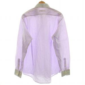 ETRO カジュアルシャツ 長袖 レギュラーカラー ストライプ柄 42 XS 紫 パープル グレー