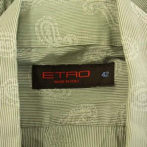 ETRO カジュアルシャツ 長袖 レギュラーカラー ストライプ柄 ペイズリー柄 42 XS グレー