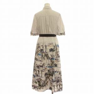 Grace Class 22SS シャツワンピース 半袖 ロング ワンピース ベルト付 36 S 白 グレー