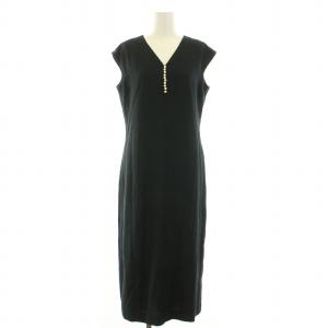 24SS APPLAUDIR シャイニーツイードパールデザインドレス タイトワンピース ミモレ ロング ノースリーブ Vネック