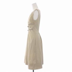 FOXEY NEW YORK レイニー シェイプ ワンピース ひざ丈 ノースリーブ 38 S ベージュ 31760
