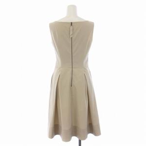 FOXEY NEW YORK レイニー シェイプ ワンピース ひざ丈 ノースリーブ 38 S ベージュ 31760
