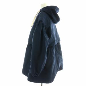 BORDERS at BALCONY 22SS ブルゾン ジャケット ジップアップ フード ロゴ刺繍 ライナー付き 36 紺 白