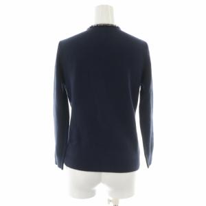 GRACE CONTINENTAL タグ付き コードビジューカーディガン ビーズ装飾 ウール 長袖 36 S 紺 ネイビー