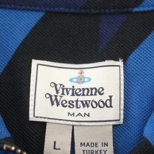 VIVIENNE WESTWOOD MAN ポロシャツ 半袖 ハーフジップ オーブ 刺繍 星 L 青 ブルー