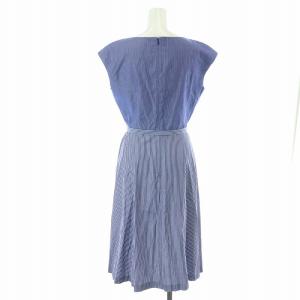 MACKINTOSH PHILOSOPHY MACKINTOSHPHILOSOPHY ノースリーブワンピース ひざ丈 ストライプ柄 フレンチスリーブ 38 M 青 ブルー /KL