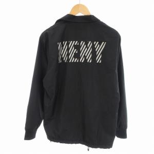 NEW ERA ジャケット アウター ロゴ刺繍 プリント リブ袖 M 黒 ブラック
